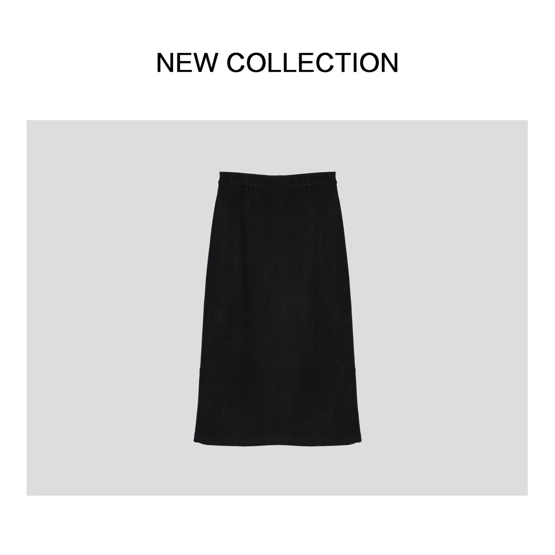 【粉丝专属】新款简约风黑色直筒半身裙 E351808B-1808