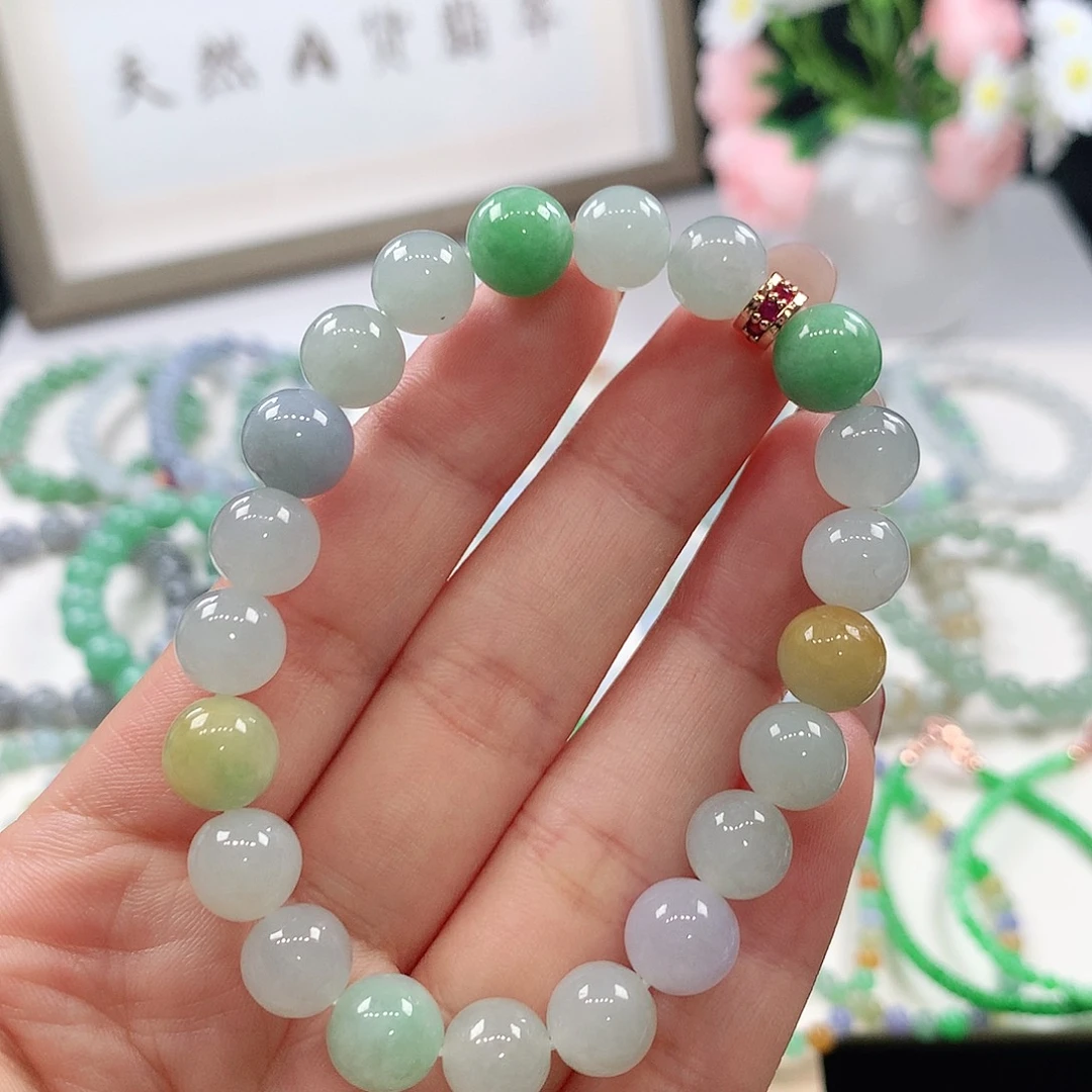 翡翠未镶嵌手链手链9mm