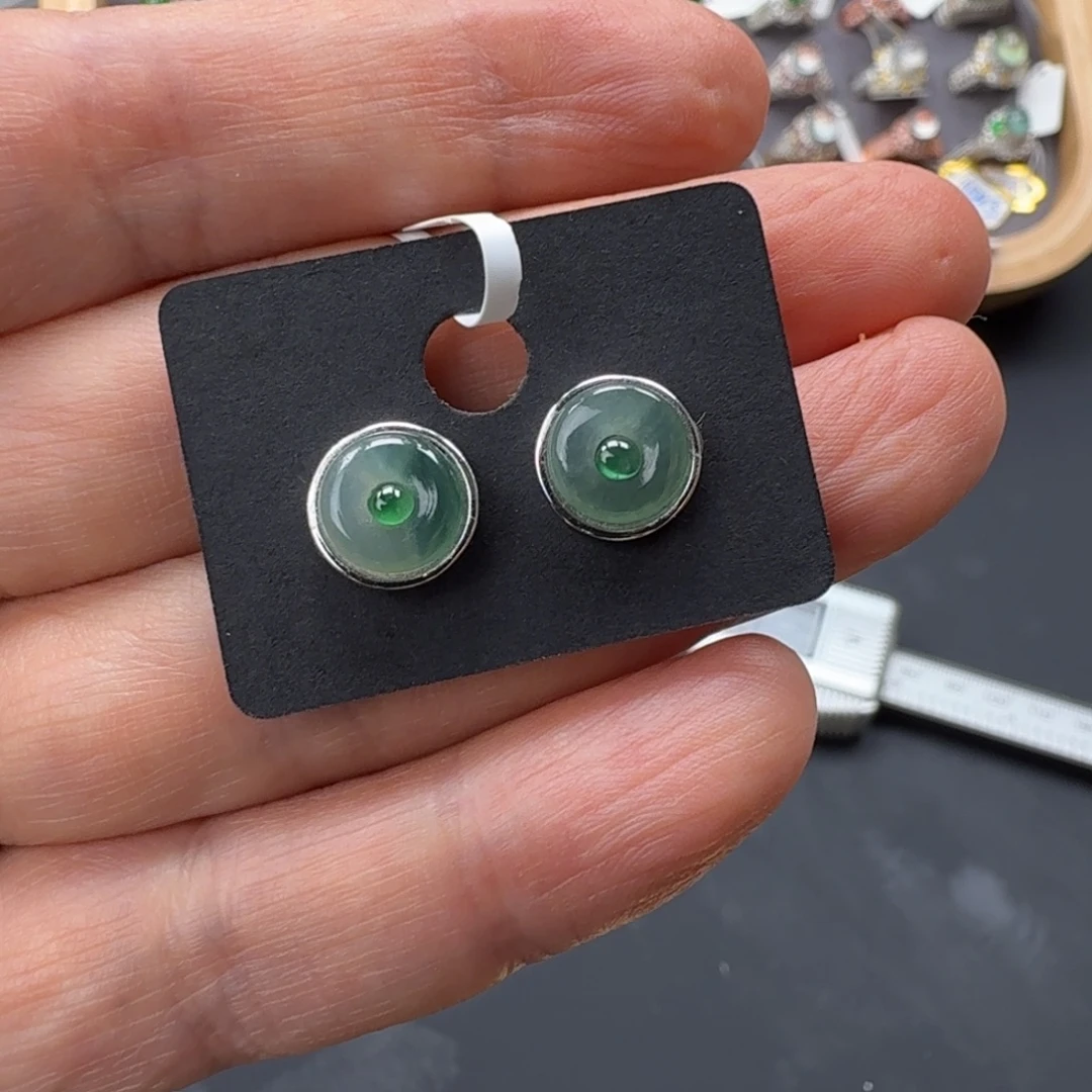 翡翠银S925镶嵌戒指天然缅甸翡翠A货