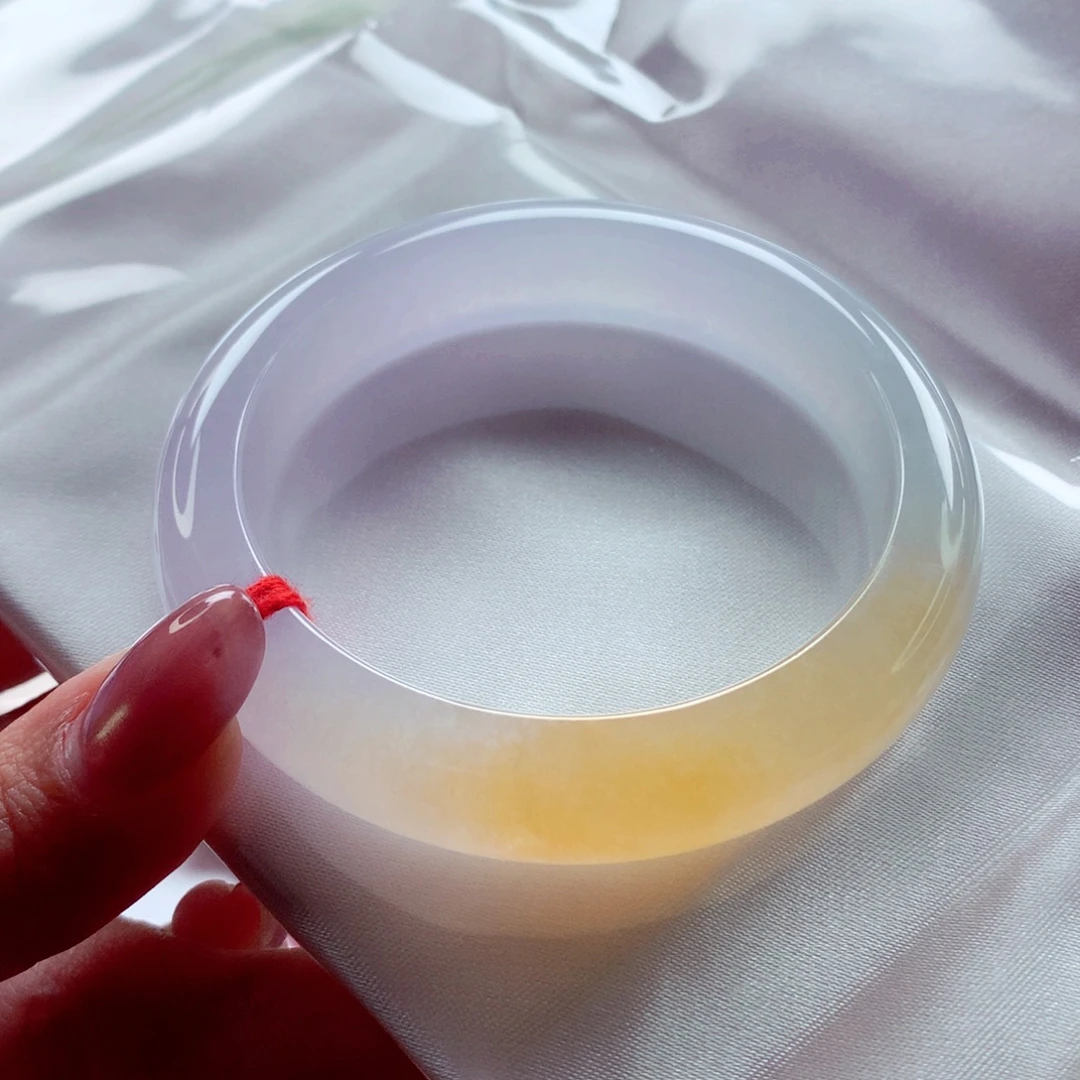 翡翠未镶嵌手镯52.4 冰黄起胶种色兼备 灵