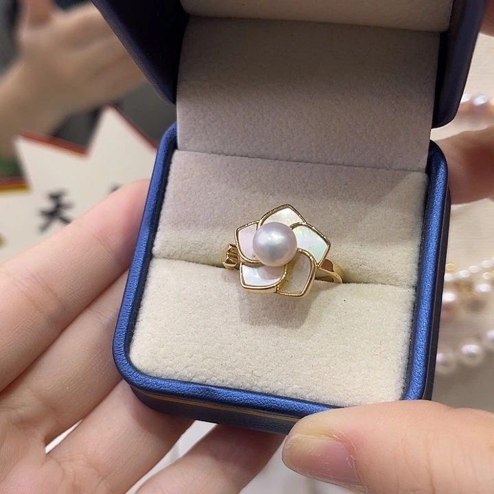 合金淡水珍珠戒指
