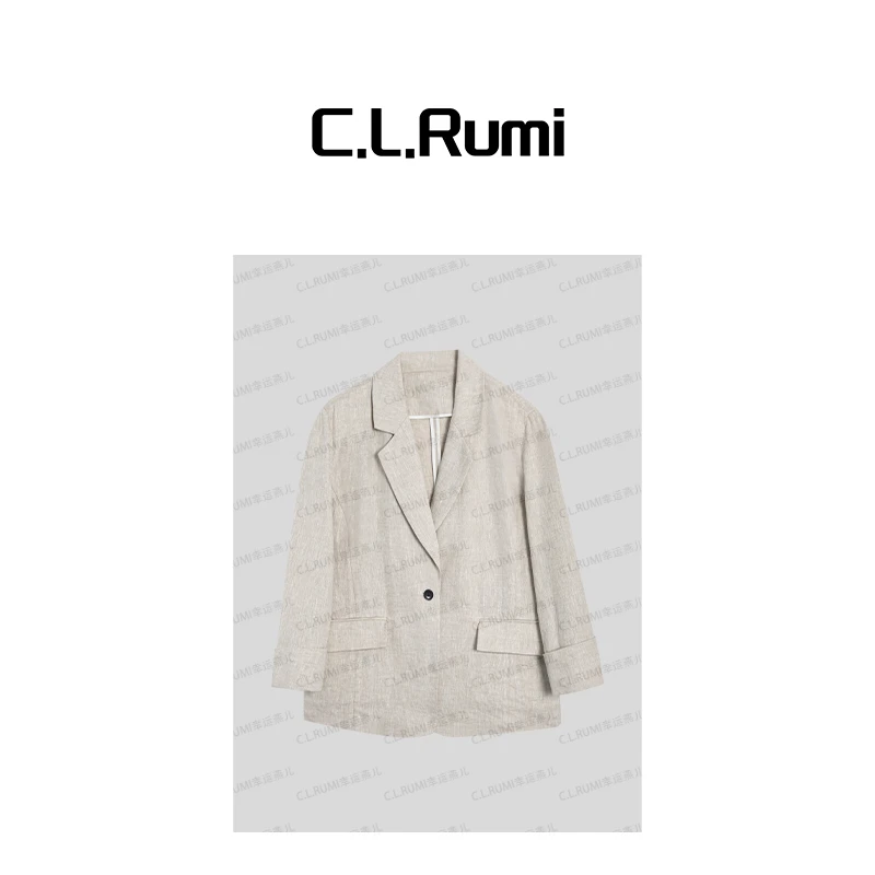 【Rumi时装】“夏如幽兰”25春夏薄百搭宽松复古亚麻西装外套6720wt