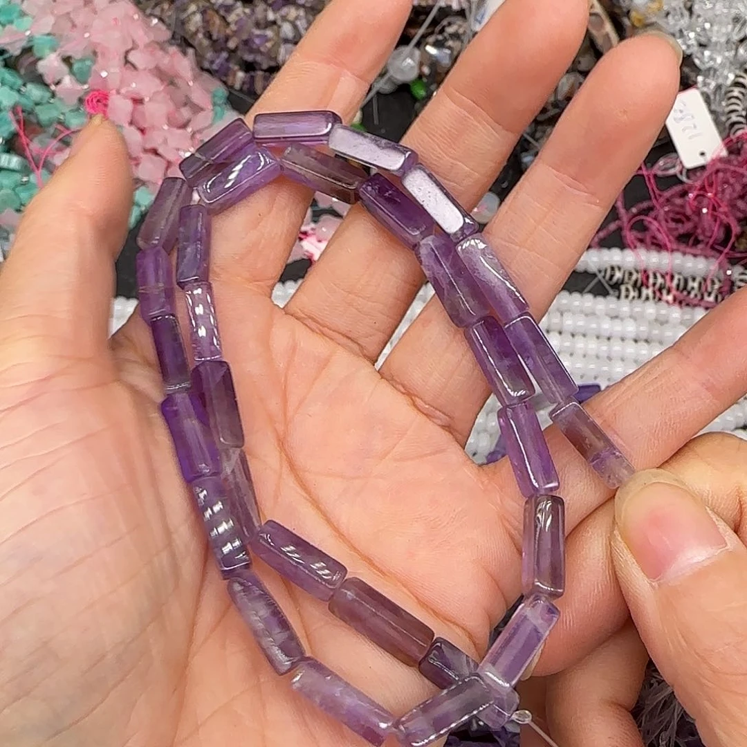 玛瑙/玉髓合金珠宝半成品紫水晶4-13mm一条方管