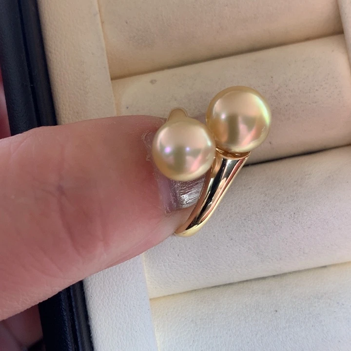 银S925镶嵌戒指海水珍珠