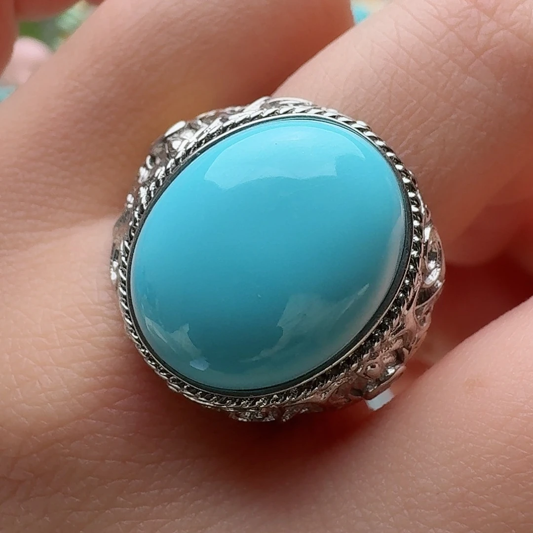 绿松石配饰银S925镶嵌蕟