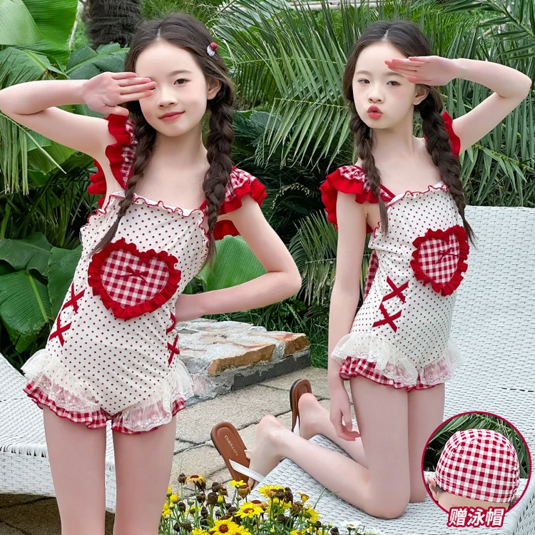 女童泳衣2025新款6-12岁潮专业训练洋气时髦连体防晒速干连体游泳