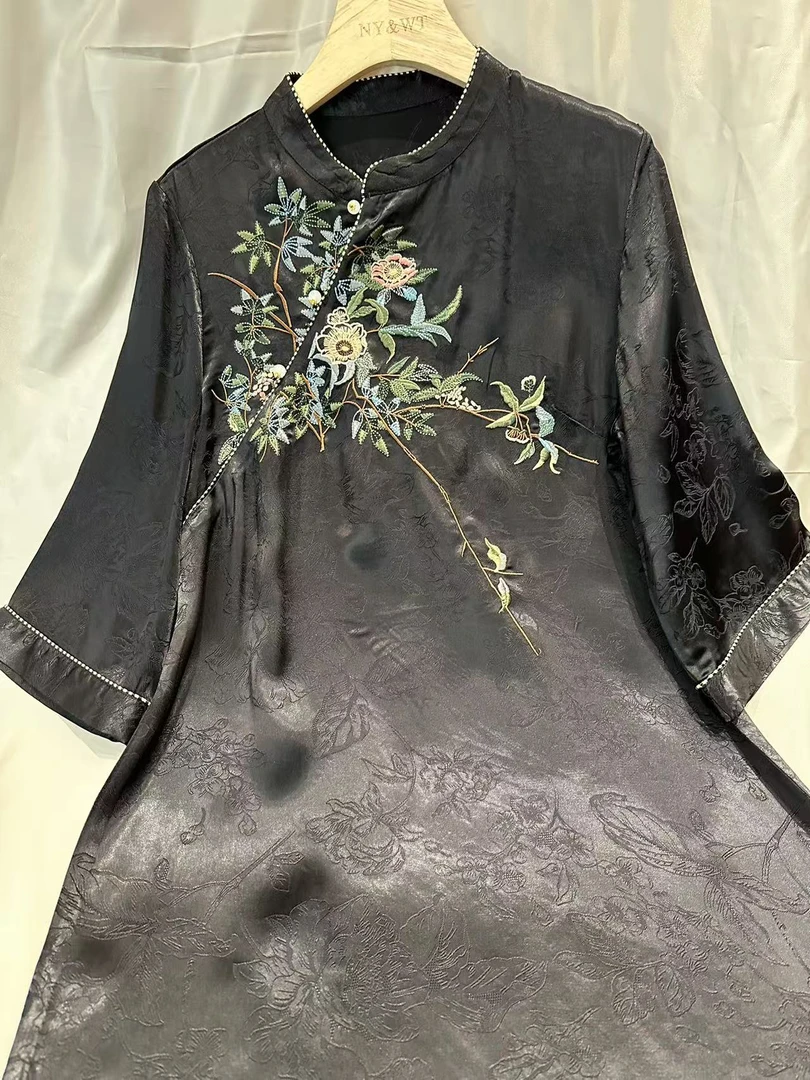 「花枝」新中式国风复古宽松显瘦连衣裙