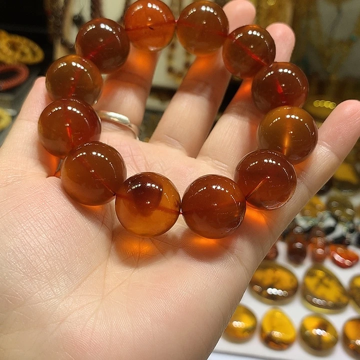 手串琥珀未镶嵌棕血手串