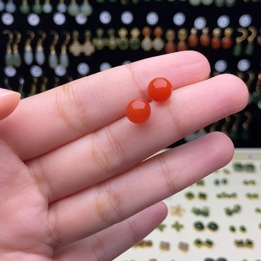 和田玉银S925镶嵌耳饰