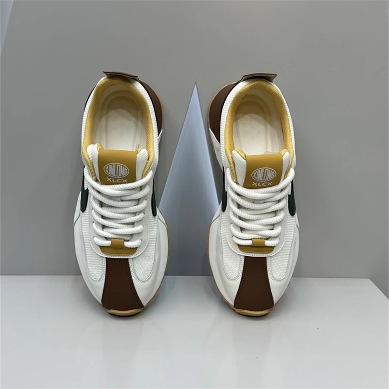 男士潮鞋2025春季新款低帮厚底网面透气潮流拼色舒适百搭男阿甘鞋