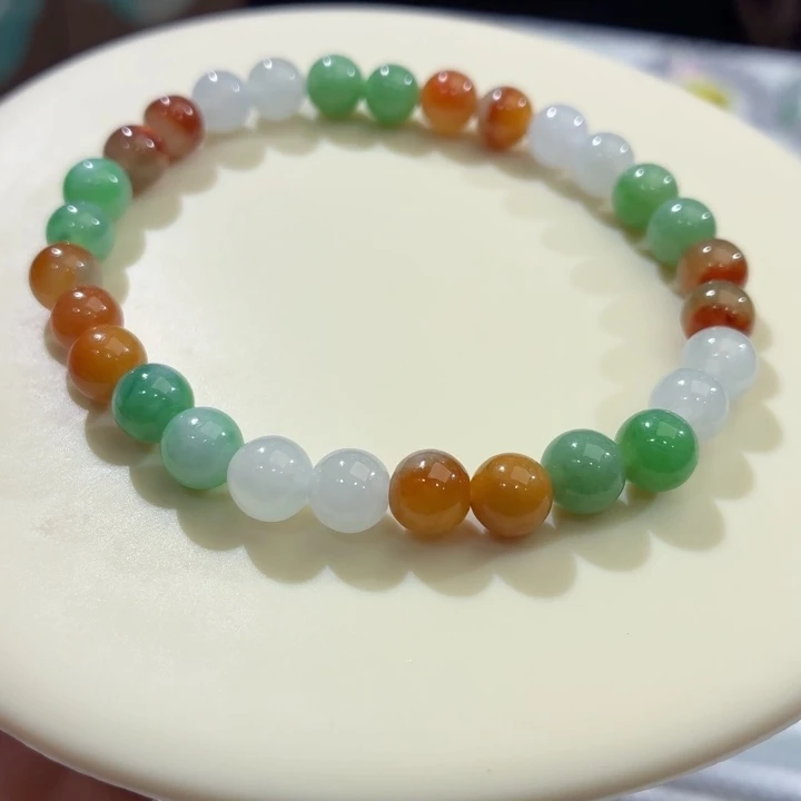 翡翠未镶嵌手链冰胶多宝卡7