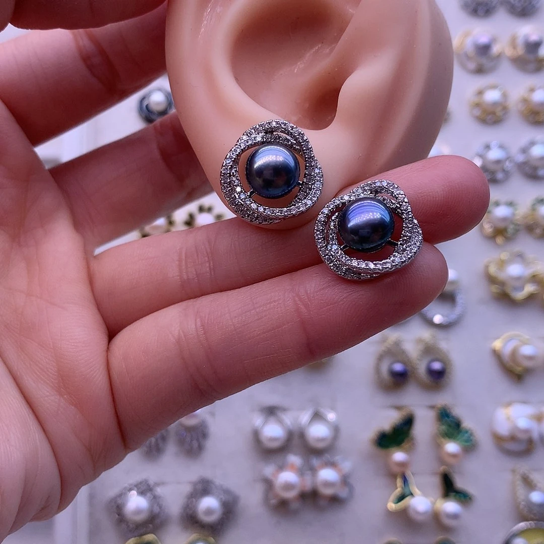 淡水珍珠耳饰合金