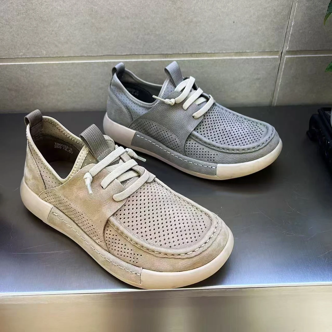 男鞋夏季薄款时尚打孔透气休闲鞋男拼色时尚勃肯鞋个性百搭鞋子男