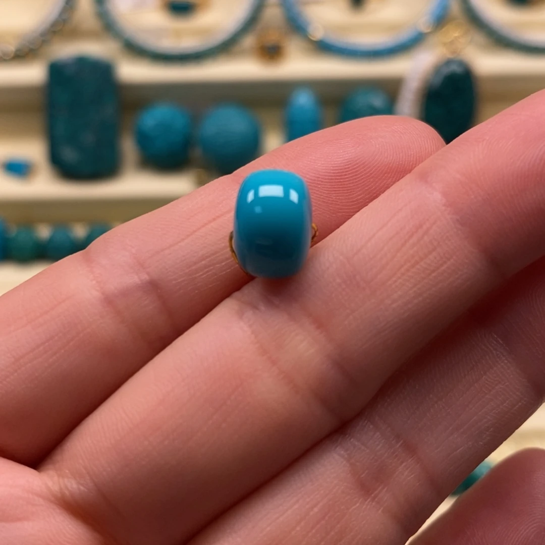 未镶嵌绿松石珠宝奇石直径10.4×7.2扣子