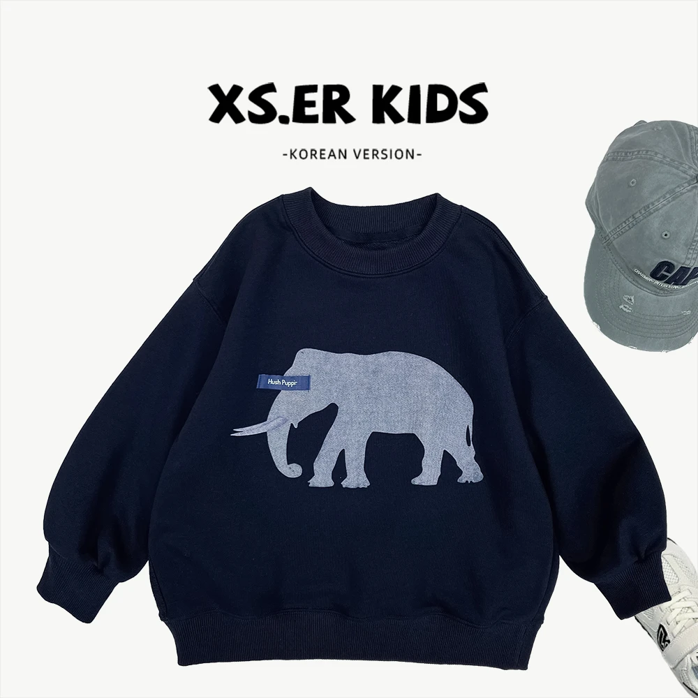 【小首尔】秋季男女童简约时尚韩版卡通印花宽松套头卫衣HBB7886