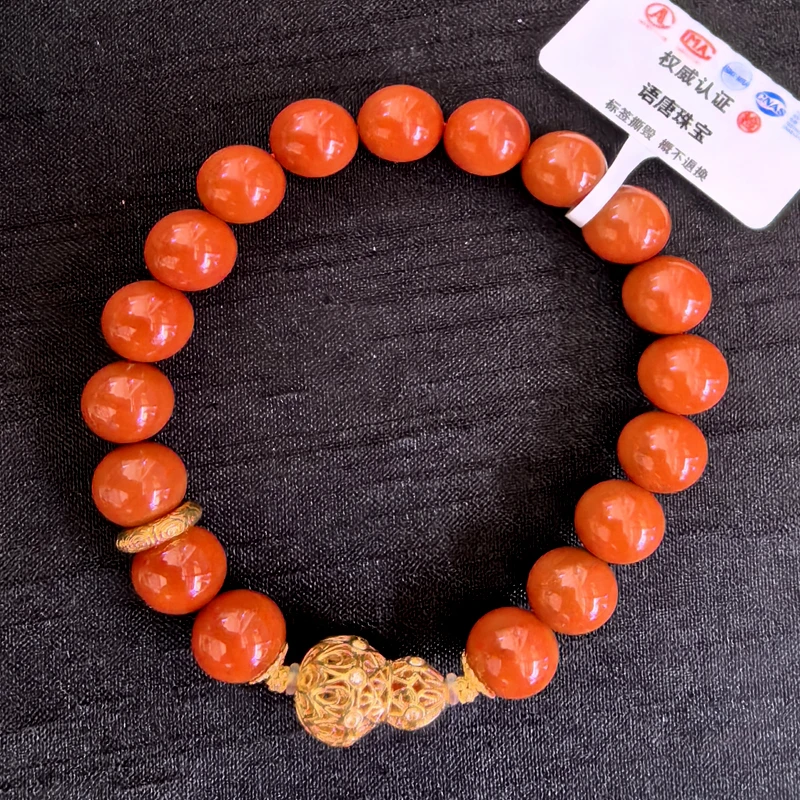 语唐收藏级南红18k葫芦手链9+mm