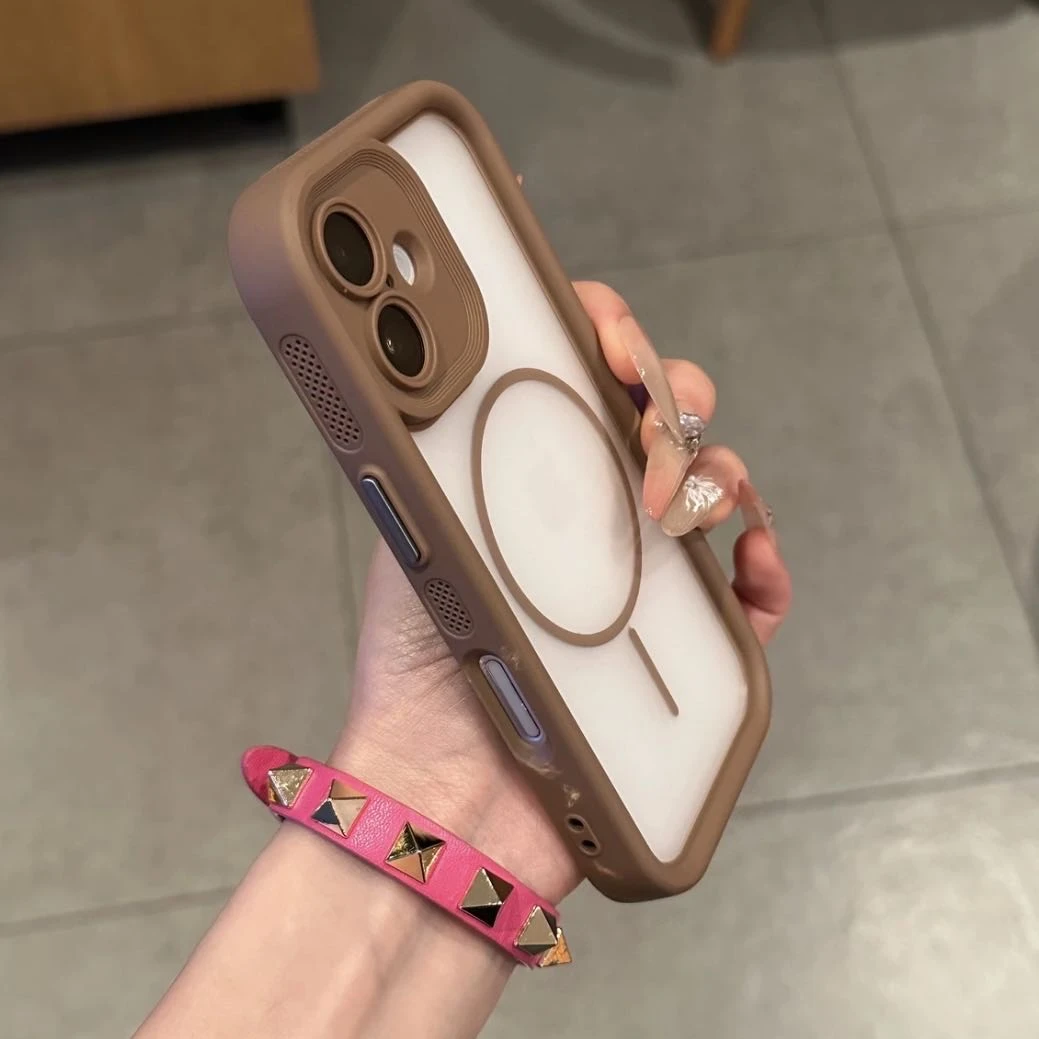 防摔散热磁吸磨砂适用iphone16promax手机壳15透明16抗指纹13超薄