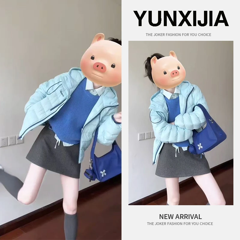 今年流行穿搭一整套乱七八糟同款百搭保暖棉服高腰显瘦短裙两件套