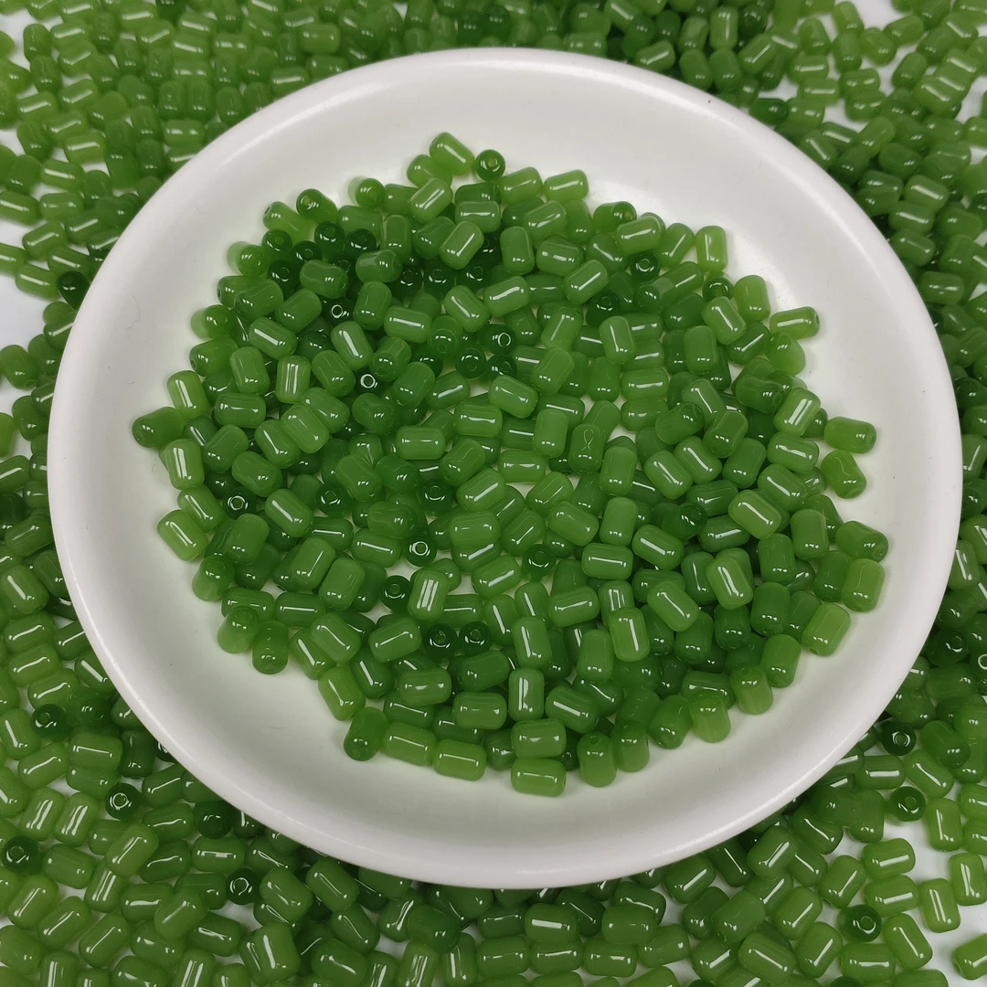 【散珠批发】W3342苹果绿枣珠6*4MM*40颗