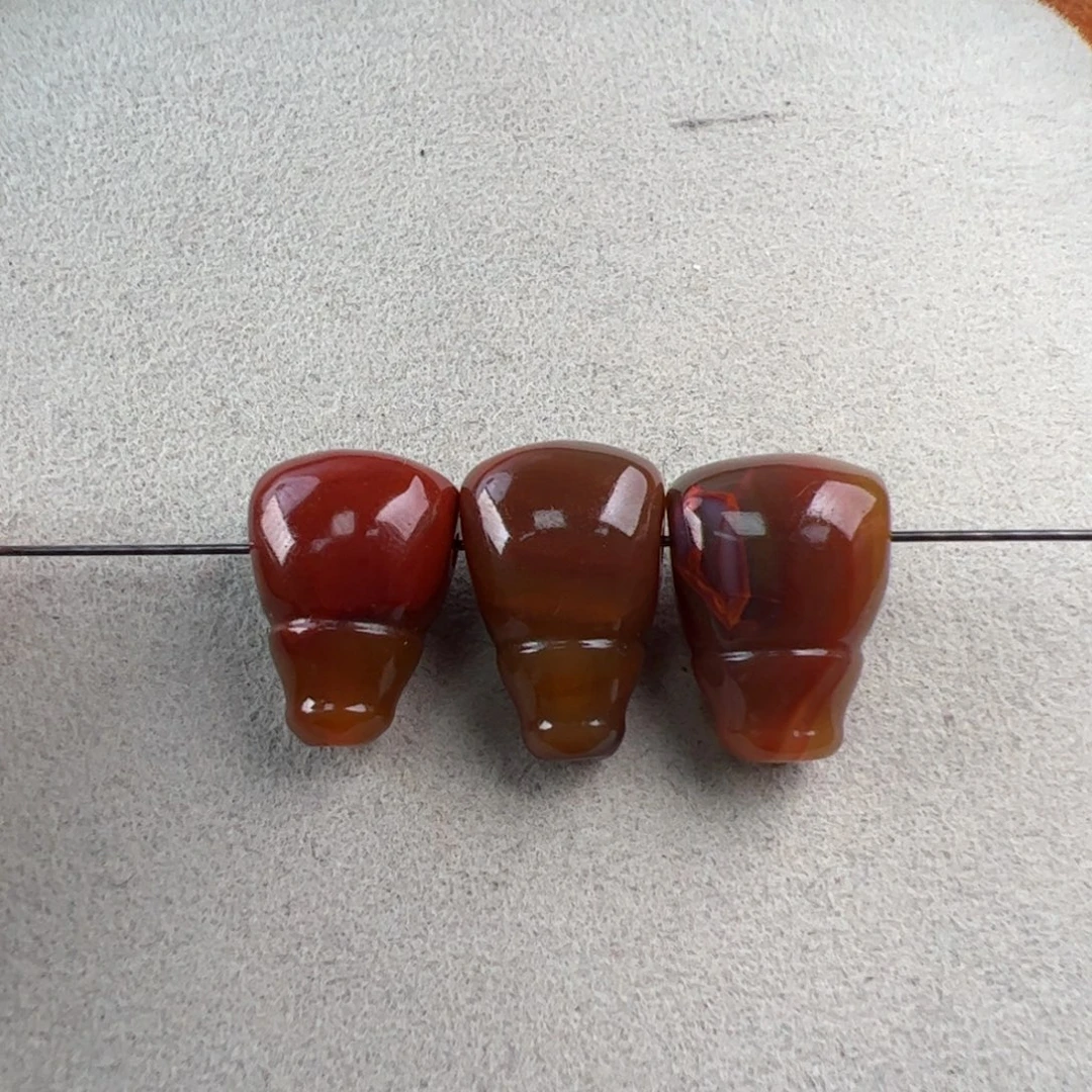 南红玛瑙银S925镶嵌（包浆三通11mm+发一