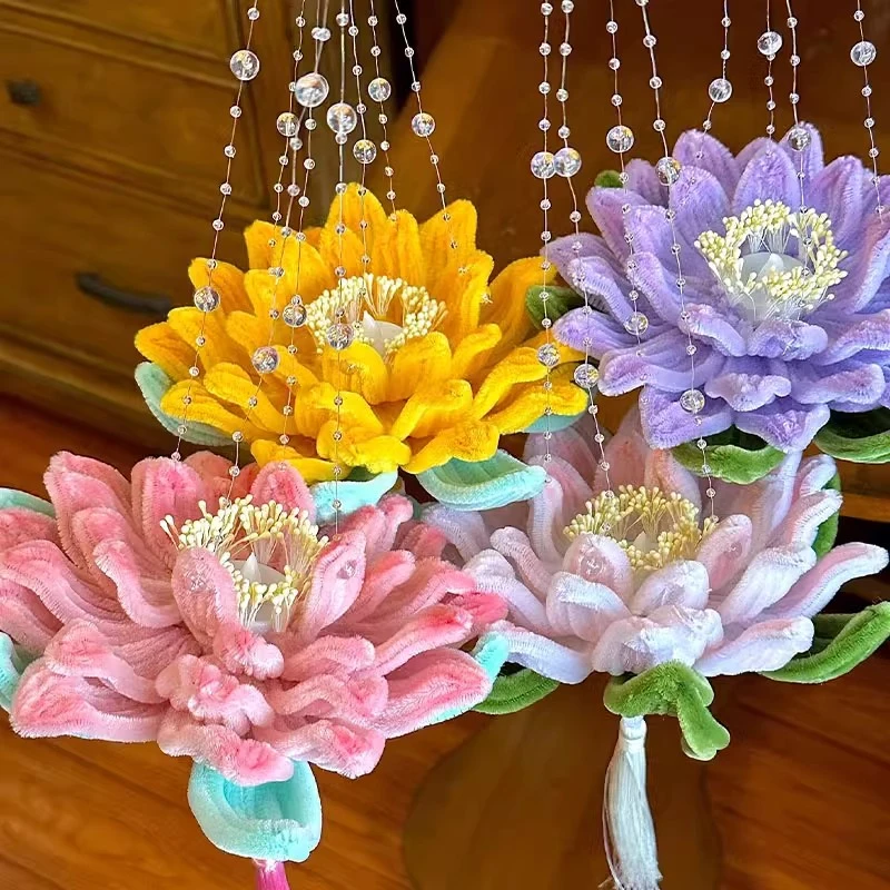 【成品】手提莲花灯手工礼物扭扭棒古风中式手提荷花灯不廉价摆摊灯