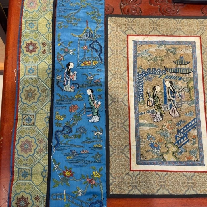 老绣人物题材挂屏