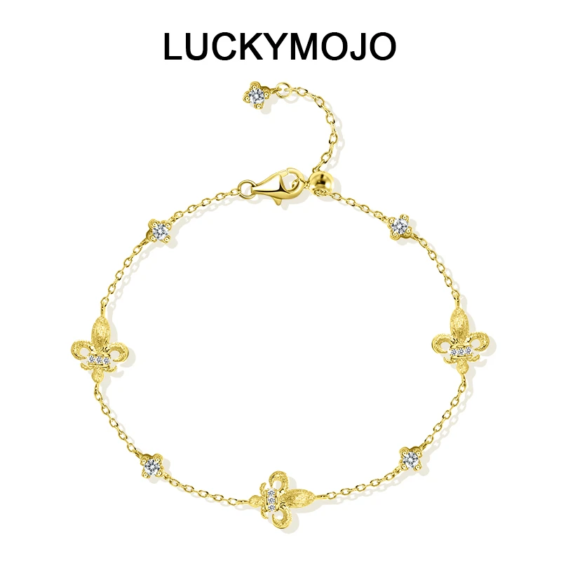 LUCKYMOJO 925银手链 精致老钱风ins小众饰品鸢尾花手链男女气质