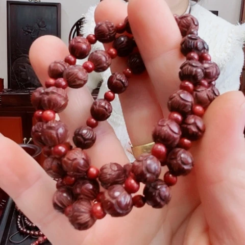 檀香紫檀（小叶紫檀）小叶紫檀莲花珠