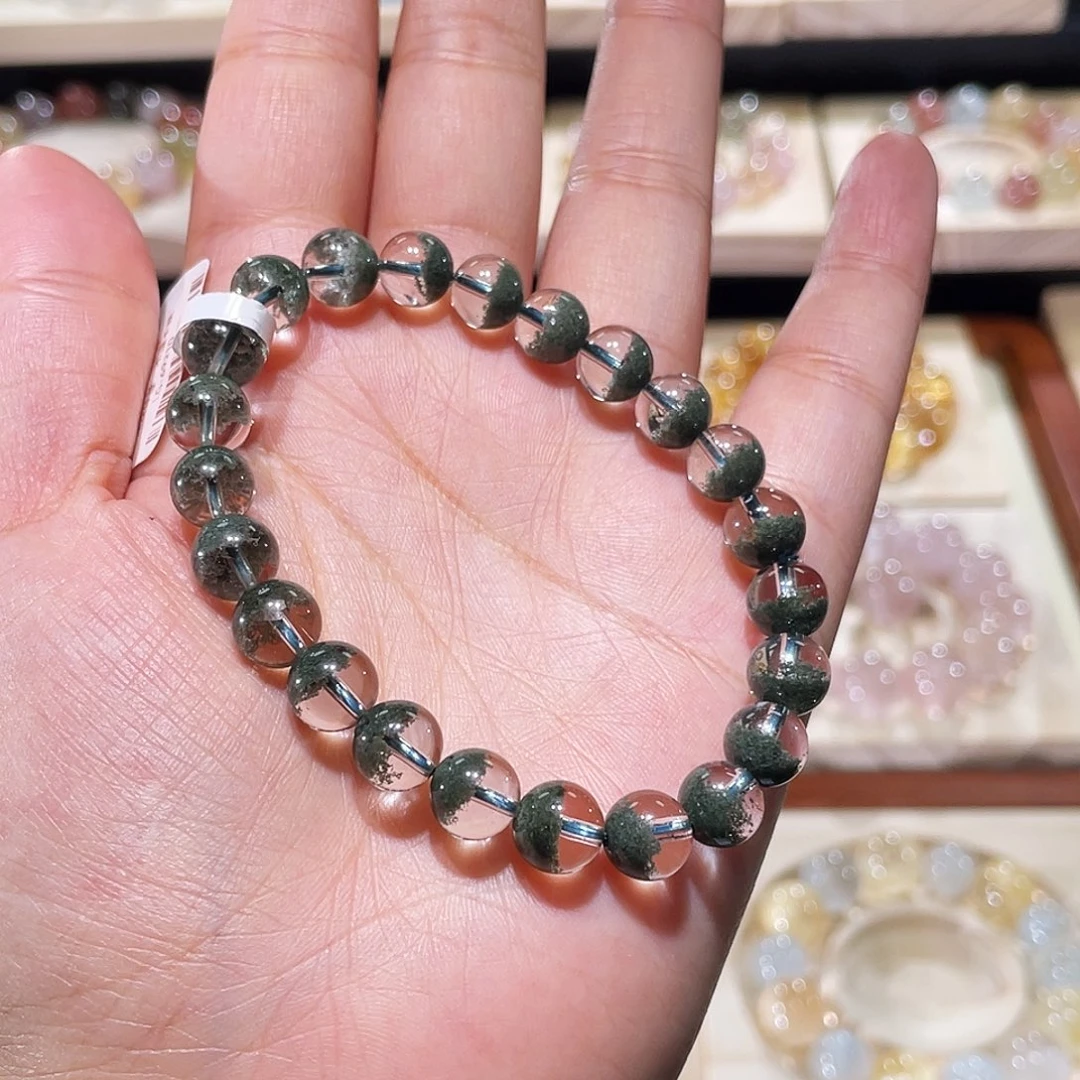 水晶手链未镶嵌绿幽灵手链，晶体通透