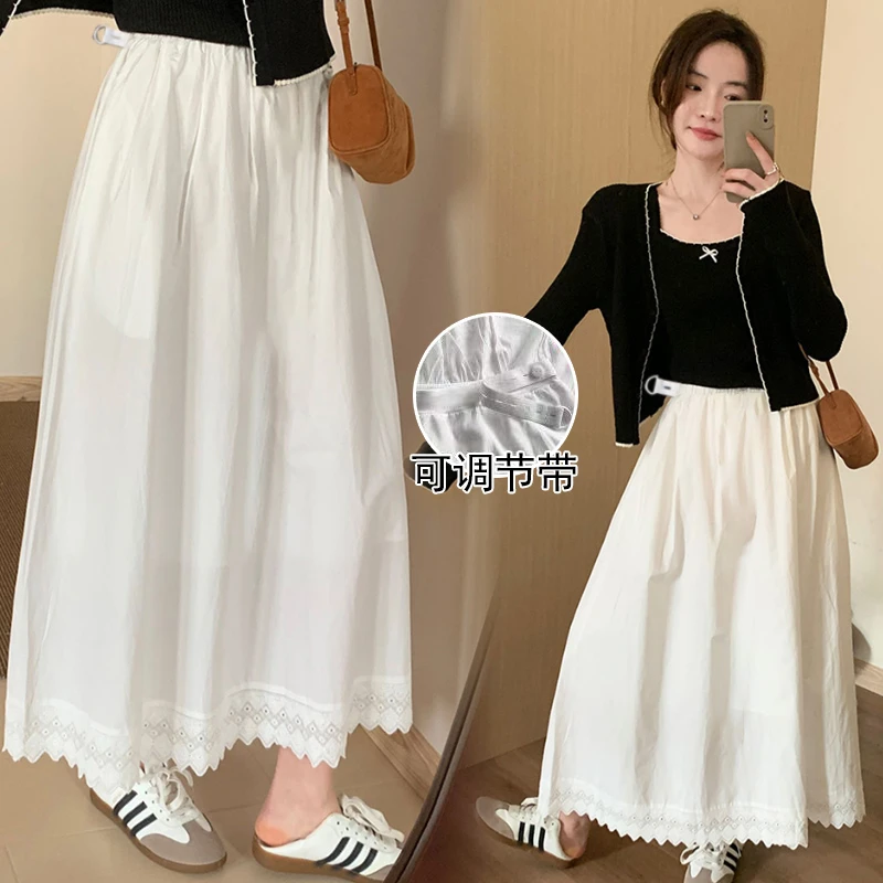 现货孕妇小众设计感拼接花边长款半身裙2025女春夏季坠感百搭长裙