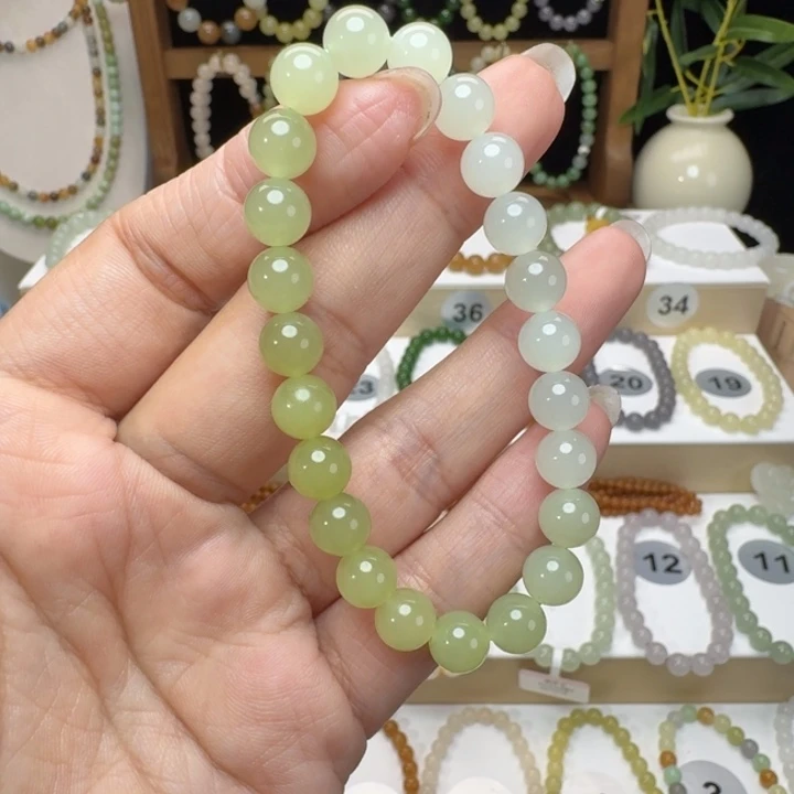 和田玉未镶嵌手串卡8黄口渐变