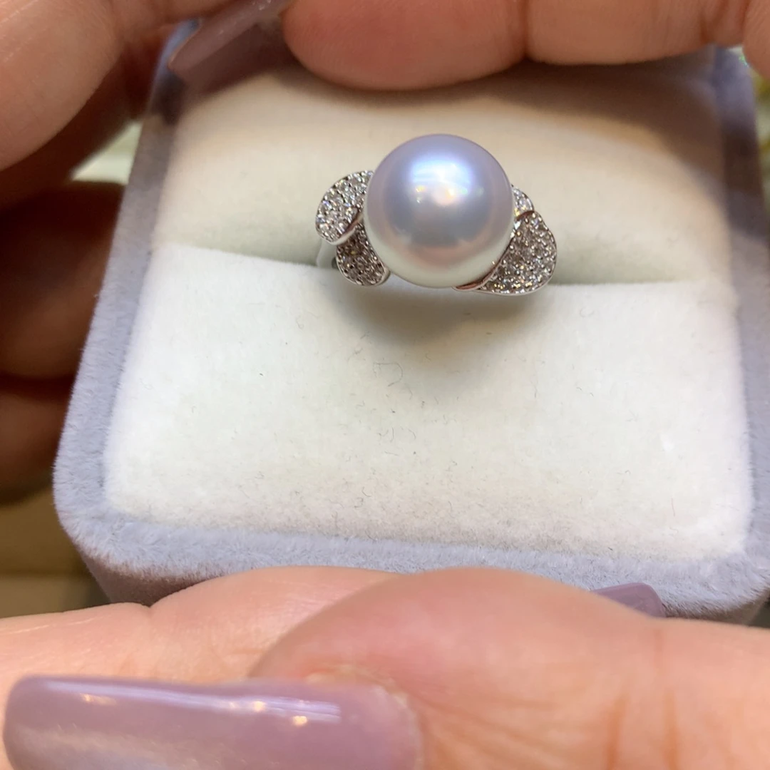 银S925镶嵌戒指海水珍珠