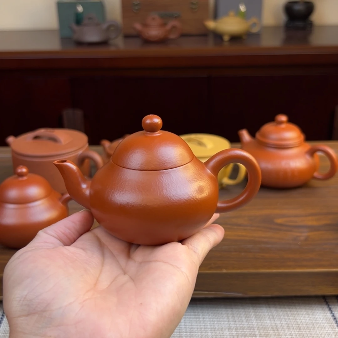 紫砂茶壶朱泥矮梨全手100cc