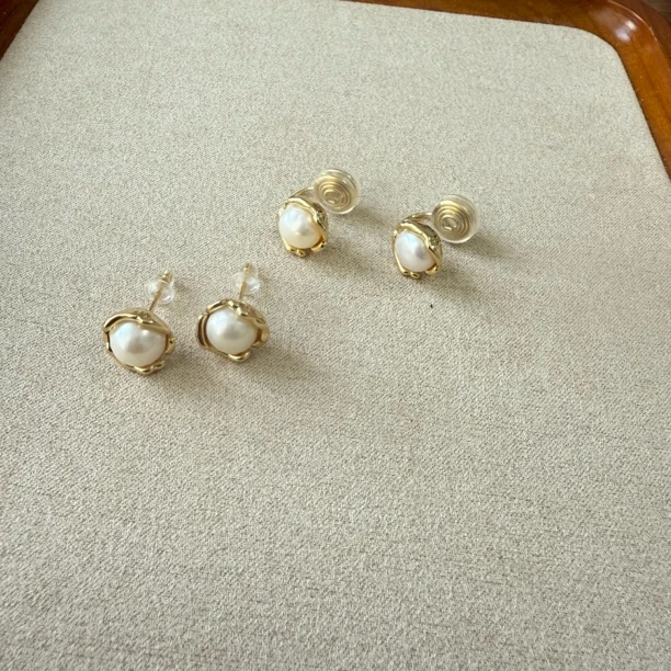 十里间 胖墩墩淡水珍珠耳钉耳夹