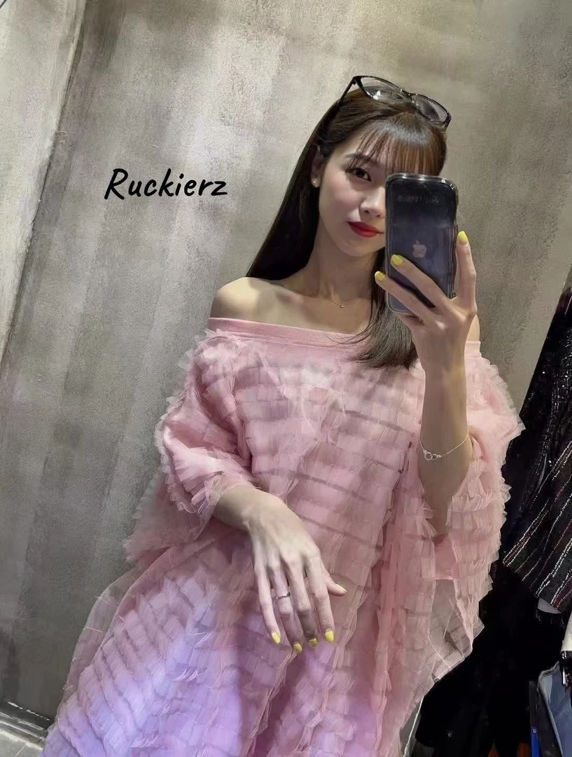 Ruckierz深圳南油原创蕾丝裙一字肩夏季甜美裙时尚显瘦连衣裙1041