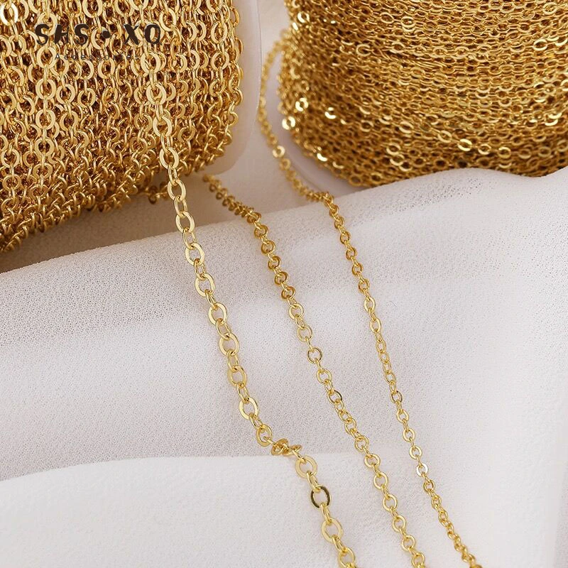 V.FEEL14K包金保色链条细链流苏O字链延长项链手链diy手工制作