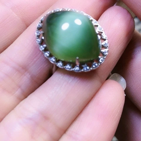 和田玉银S925镶嵌戒指