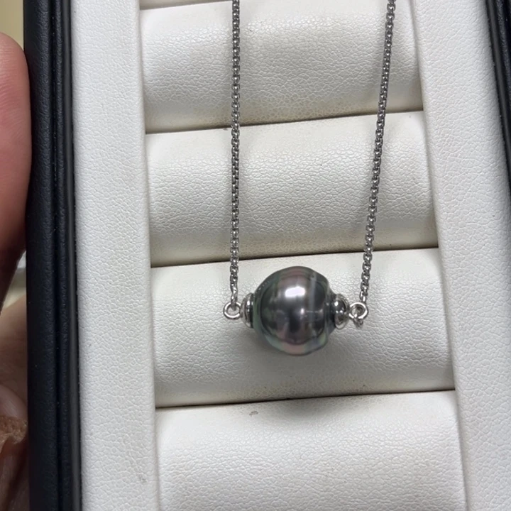 颈饰海水珍珠银S925镶嵌大溪地 12-13mm 29号