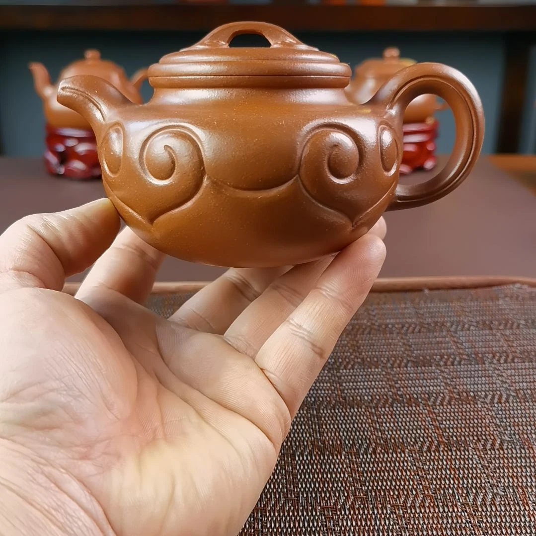 紫砂茶壶沉香泥仿古如意350CC