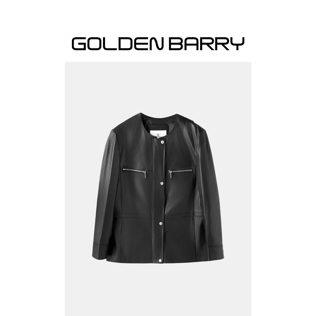 GOLDENBARRY | 160016洋气百搭气质羊皮皮衣显瘦设计师休闲时尚