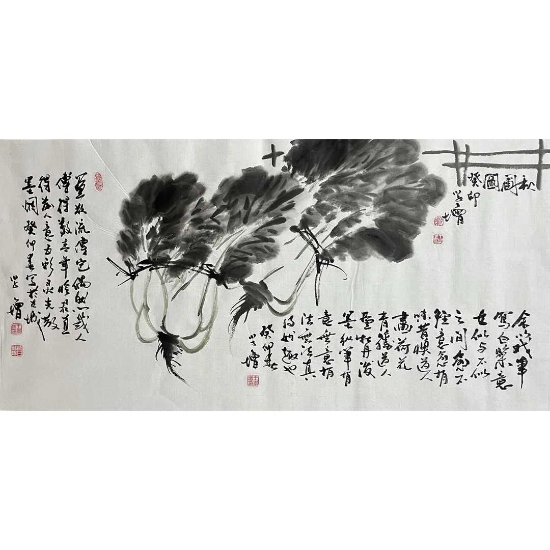 王学增三尺花鸟 尺寸：100*50CM