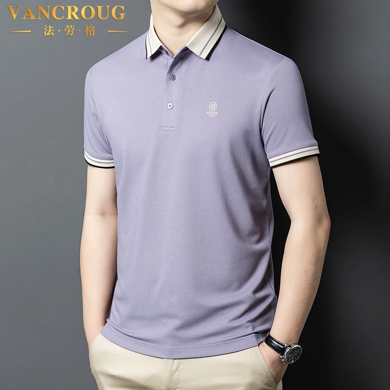 VANCROUG/法劳格POLO衫男士夏季薄款透气休闲宽松百搭纯色上衣