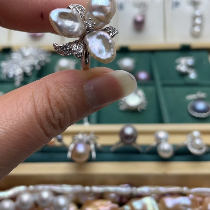 淡水珍珠戒指合金