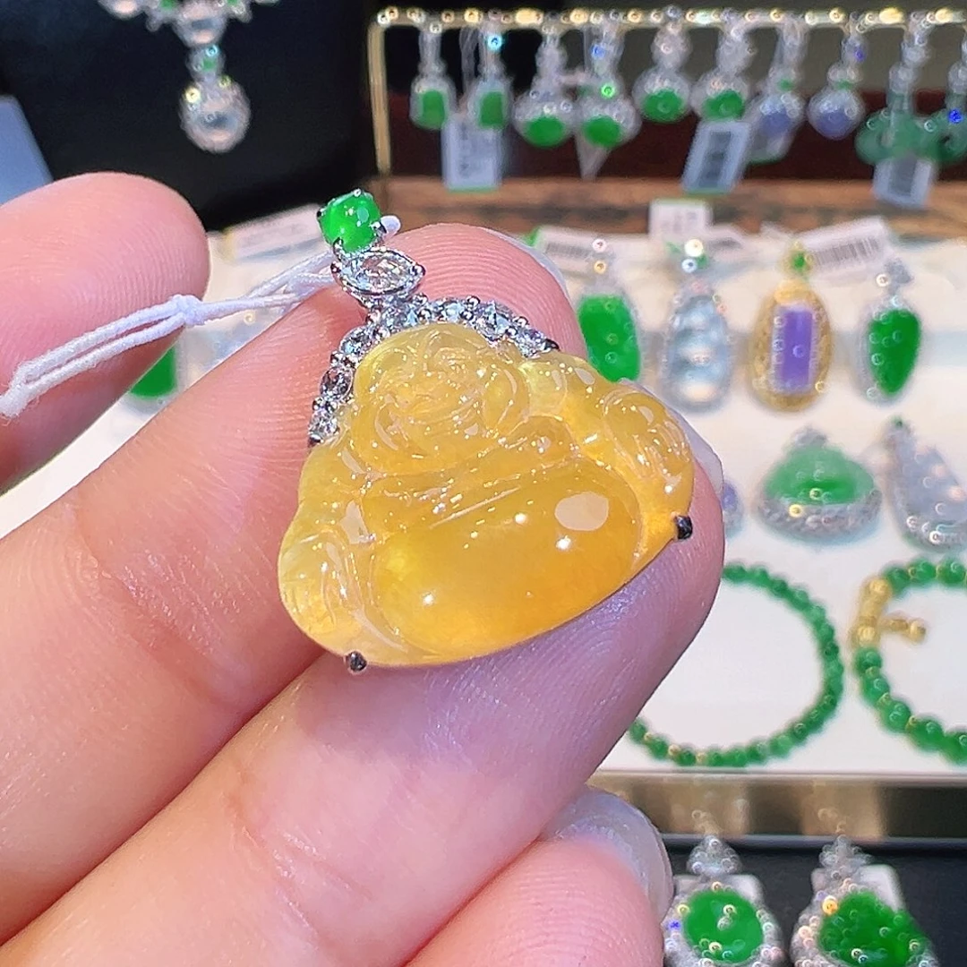 翡翠18K金镶嵌吊坠(不含链)
