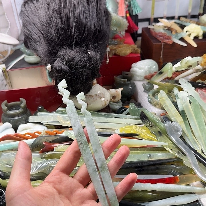 蛇纹石玉合金发饰