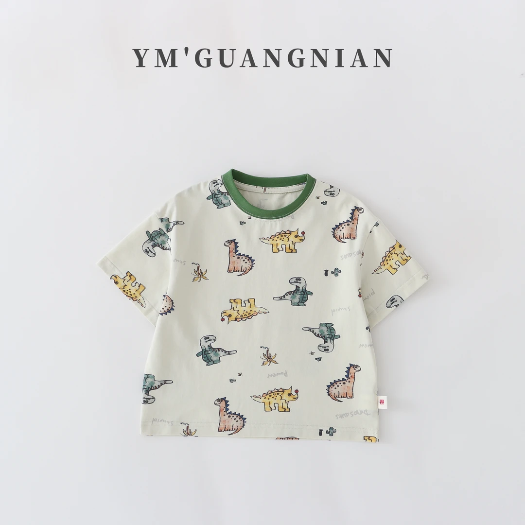 【幼棉光年】夏季男童圆领时尚T恤休闲薄款卡通印花短袖1220236