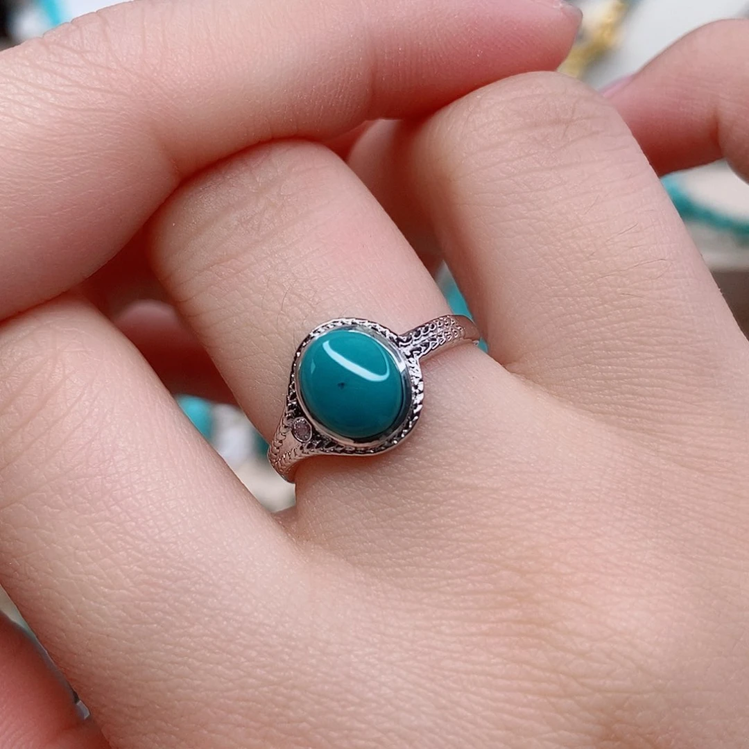 绿松石戒指银S925镶嵌