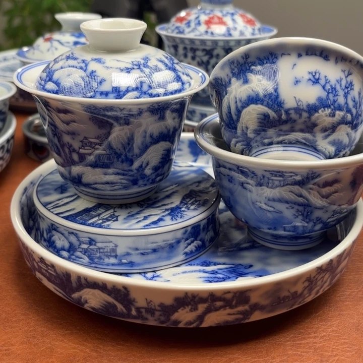 一***茶摆件雪景五件套景德镇发货