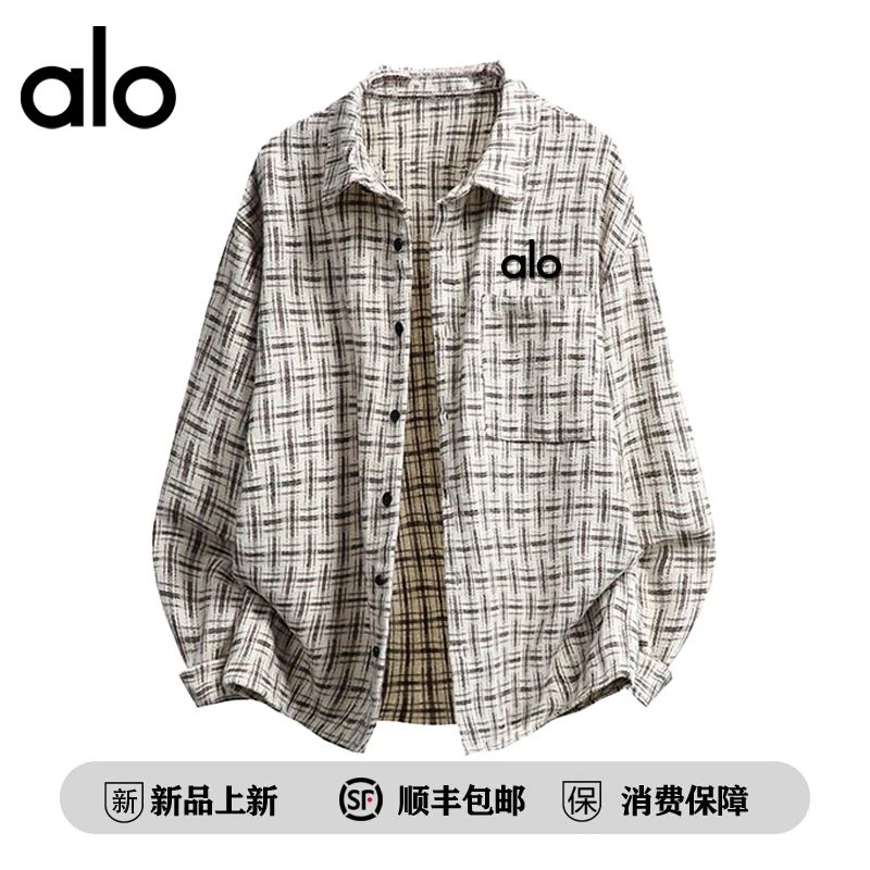 美国ALO WOLFO官方旗舰正品新款休闲翻领衬衣开衫设计感格子衬衫