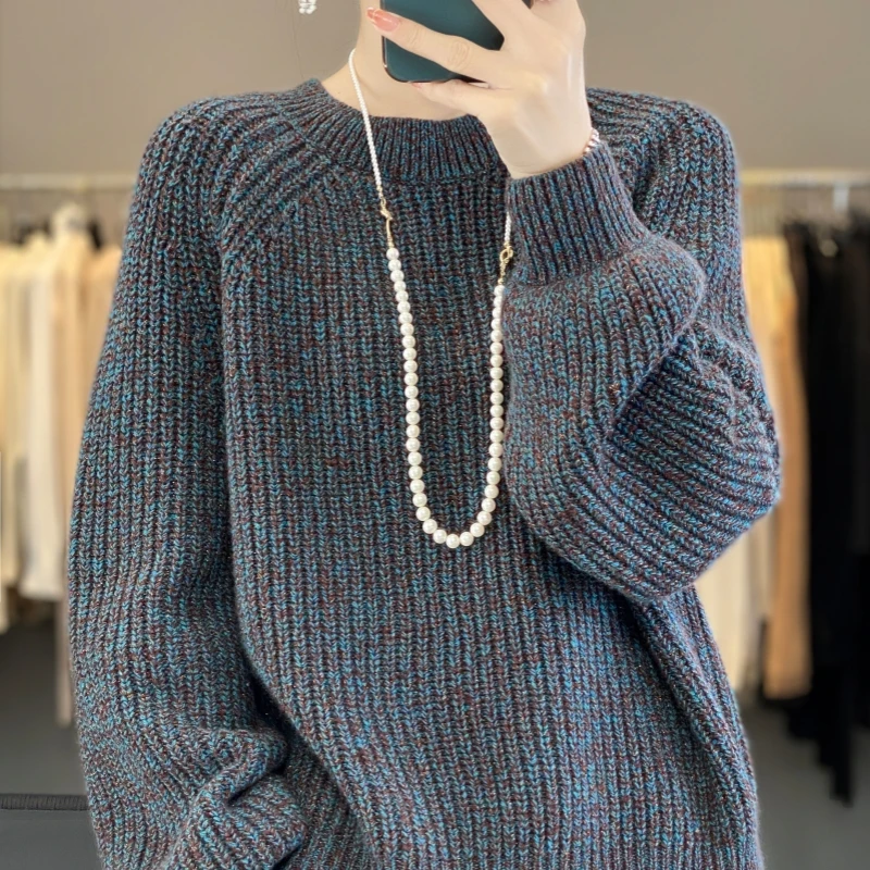 【重磅加厚 100%纯羊毛】风厚款繁星微闪宽松软糯毛衣针织打底衫190